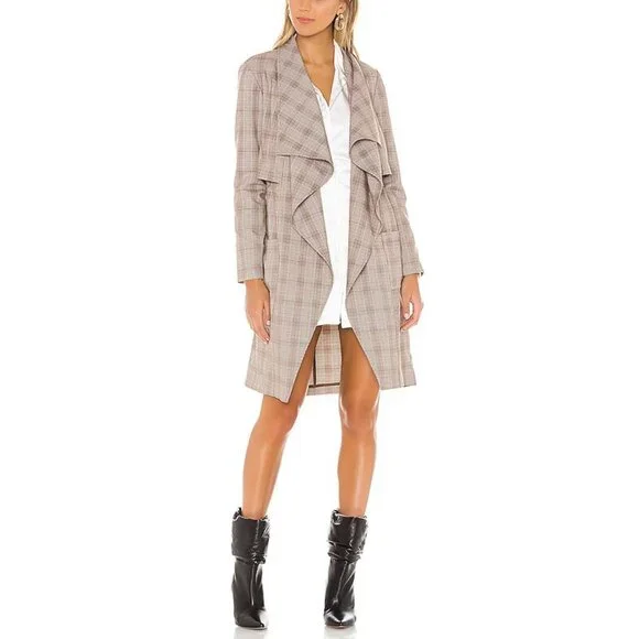 cupcakes and cashmere Plaid Drape Front Trench Coat XS - Picture 1 of 16
